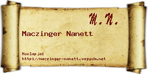 Maczinger Nanett névjegykártya